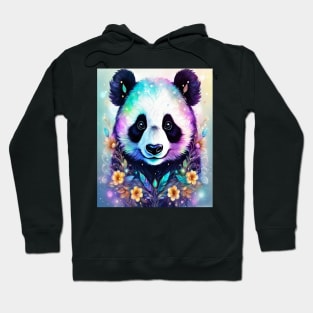 Fantasy, Watercolor, Panda Bear With Flowers and Butterflies Hoodie